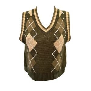 Say What? Y2K Argyle Crop Sweater Womens Vest Sz S Preppy Academia Knit Retro